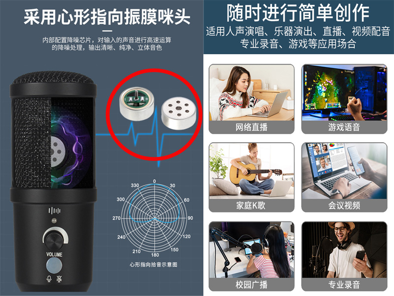 麦克风咪头应用在网络直播的产品案例展示
